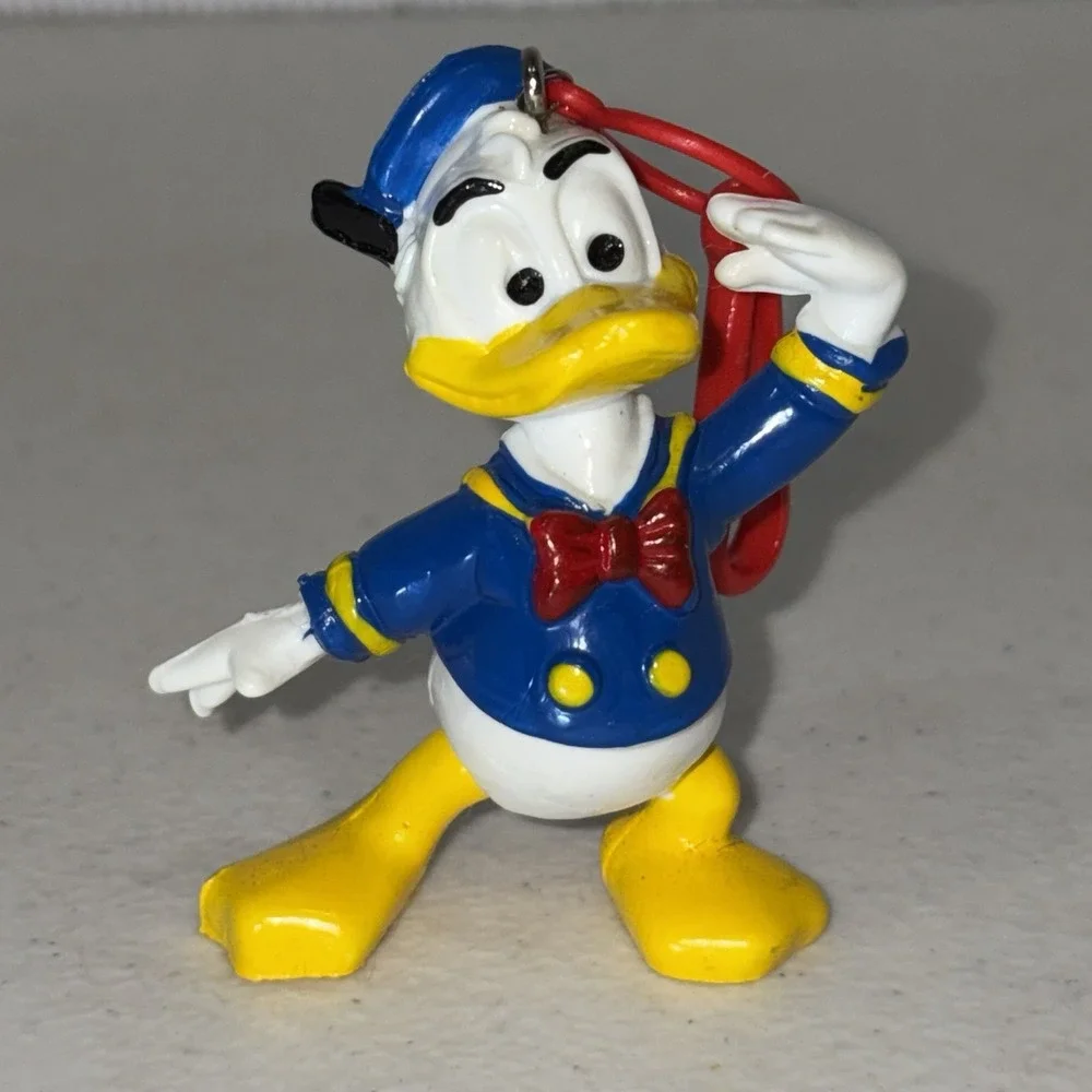 Vintage Donald Duck Ornament Walt Disney Productions Saluting Red Clip